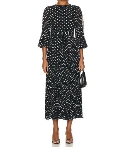 Zimmermann Sunray Long Sleeve Polka Dot Midi Dress In Black