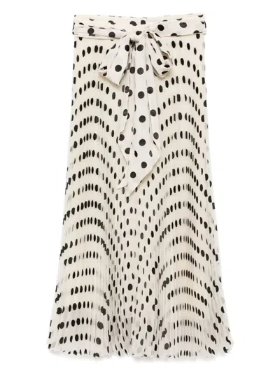 Zimmermann Sunray Maxi Skirt In Cream/black Dot