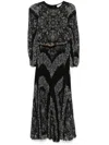Zimmermann Sunray Belted Printed Recycled Plissé-chiffon Midi Dress In Black