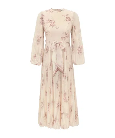 Zimmermann Sunray Midi Dress In Neutral