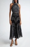 Zimmermann Sunray Belted Pleated Paisley-print Recycled Georgette Midi Dress In Black Paisley