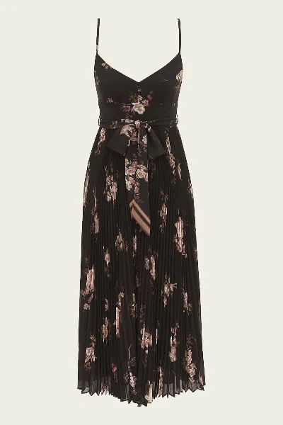 Zimmermann Sunray Pleated Picnic Dress In Black Floral