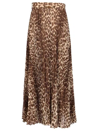 Zimmermann Sunray Leopard-print Pleated Skirt In Brown