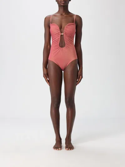 Zimmermann Rhiannon Metallic Strapless Swimsuit In Pink