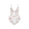 Zimmermann Multicolour Floral Swimsuit With Ruffled Edges And Adjustable Ties In Multi