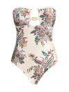 Zimmermann Rhiannon Hardware-detailed Strapless One-piece Swimsuit In Neutral