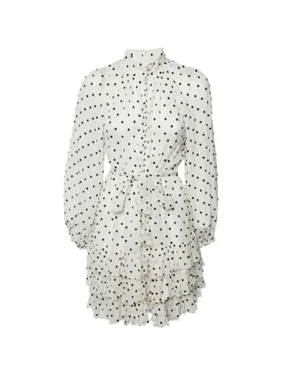 Pre-owned Zimmermann Swiss Dot Tiered Mini Dress In White