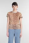 Zimmermann Pearl-embellished Animal-print Linen T-shirt In Animalier