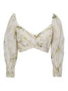 Zimmermann Acacia Birds-print Cropped Blouse In White