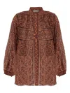Zimmermann Ottie Paisley-print Ramie Shirt In Red