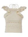 Zimmermann Womens Cream Waverly Ruffled Crochet Cotton Top In White