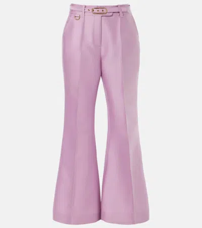 Zimmermann Tailored Wool And Silk Wide-leg Pants In Pink