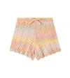 Zimmermann Tallow Chevron Cotton-blend Shorts In Multicoloured