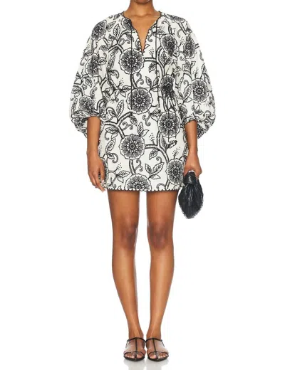 Zimmermann Tallow Embroidered Mini Dress In Ivory/black
