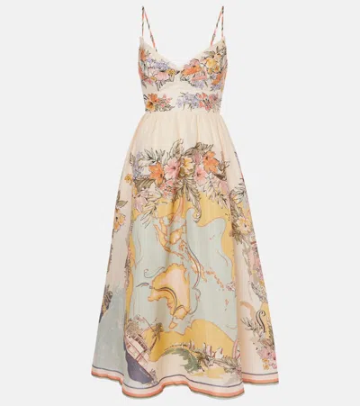 Zimmermann Tallow Midi Dress In Neutral