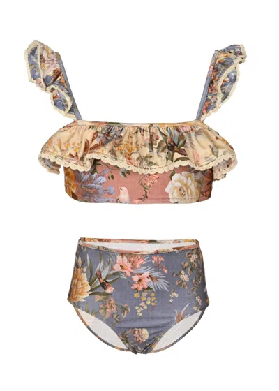 Zimmermann Tallow Frill Bikini In Multi