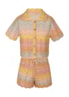 Zimmermann Tallow Kids Chevron Knit Top And Shorts In Multi