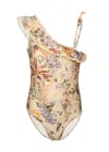 Zimmermann Tallow Kids One Shoulder One Piece In Multi