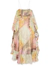Zimmermann Tallow Ruffled Printed Silk Maxi Dress In Neutrals