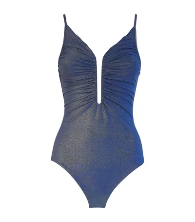 Zimmermann Tallow Metallic Swimsuit In Navy