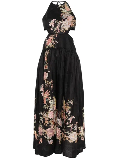 Zimmermann Tallow Midi Dress In Black
