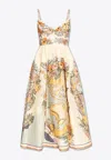 Zimmermann Tallow Linen Midi Dress In Neutral