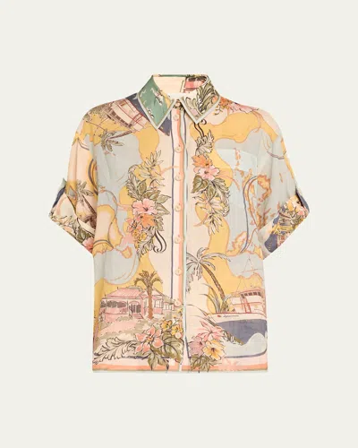 ZIMMERMANN TALLOW NAUTICAL MAP RELAXED SHIRT