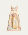 Zimmermann Tallow Linen Midi Dress In Neutral