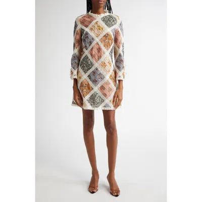 Zimmermann Multicolor Tallow Lace Trim Minidress In Spliced