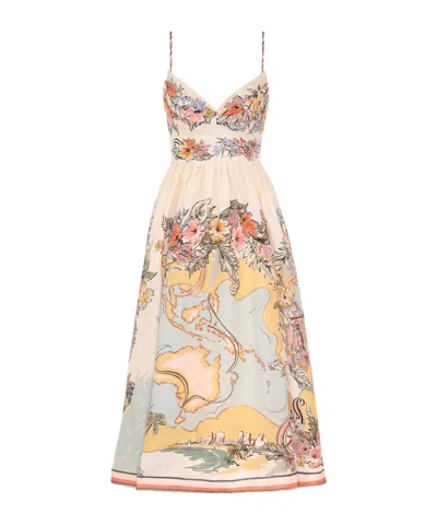Zimmermann Tallow Midi Dress In Neutral