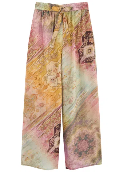 ZIMMERMANN ZIMMERMANN TALLOW PRINTED WIDE-LEG SILK TROUSERS