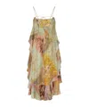 Zimmermann Tallow Ruffled Printed Silk Maxi Dress In Nude