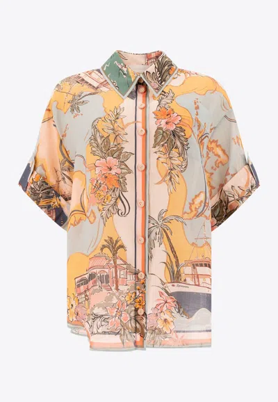 ZIMMERMANN TALLOW SHORT-SLEEVED SHIRT