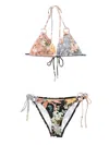 Zimmermann Printed Bikini Set With Adjustable Straps In Brown