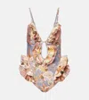 Zimmermann Tallow Waterfall Ruffled Swimsuit In Pink