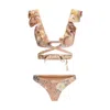 Zimmermann Tallow Floral Bikini Ruffle Detailing In Multi
