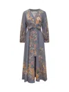 Zimmermann Tallow Floral Midi Wrap Dress In Teal Multi Floral