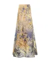 Zimmermann Floral-print Silk-gazar Maxi Skirt In Nude