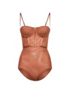 Zimmermann Tan Stretch Mesh Rebellion Corset Bodysuit In Brown