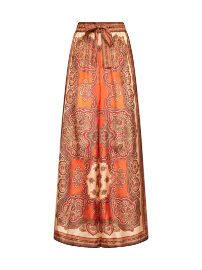 Zimmermann Tangerine Paisley-print Silk Habotai Mahon Relaxed Trousers In Multicolor