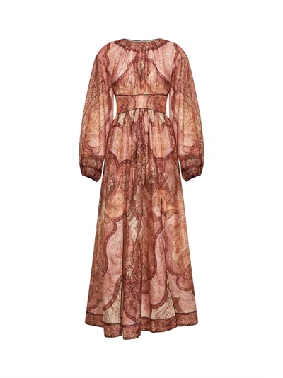 Zimmermann Tapestry-print Burgundy Cotton Blend Wanderlust Maxi Dress