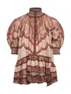Zimmermann Tapestry-print Burgundy Silk Habotai Wanderlust Blouse In Brown