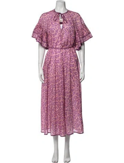 Pre-owned Zimmermann Teddy Flutter Sleeve Long Dress In Pink