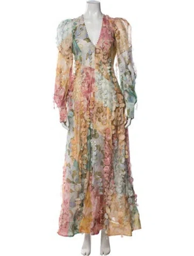 Pre-owned Zimmermann Tempo Patch Long Dress W/ Tags In Neutral