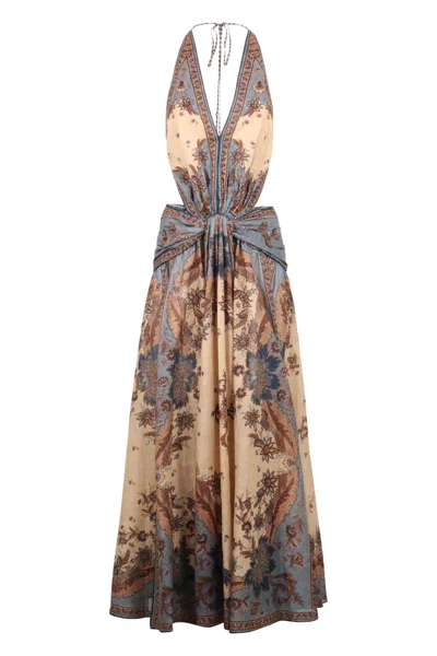 ZIMMERMANN ZIMMERMANN THE ASCENSION PLUNGE HALTER COTTON LONG DRESS