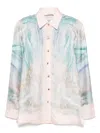 Zimmermann Womens Illuminate Printed Relaxed-fit Silk Shirt Blue Agate Xl In Blue