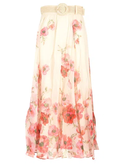 Zimmermann The Lightburst Maxi Skirt Skirts Red In Multi