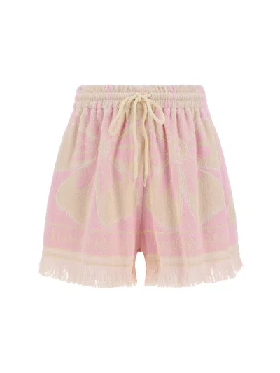 Zimmermann Pop Towelling Shorts In Pink/cream