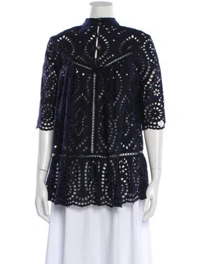 Pre-owned Zimmermann Three-quarter Sleeve Blouse In Blue