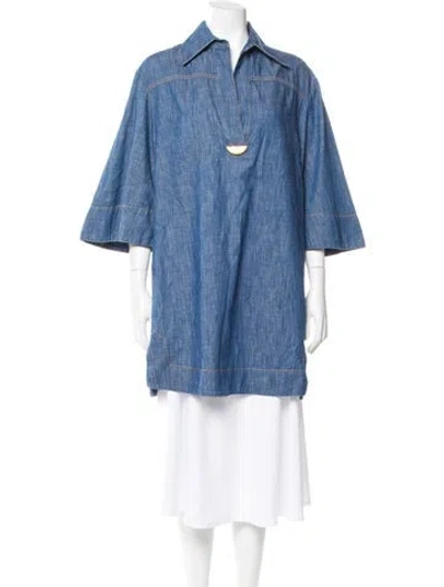 Pre-owned Zimmermann Three-quarter Sleeve Blouse In Blue